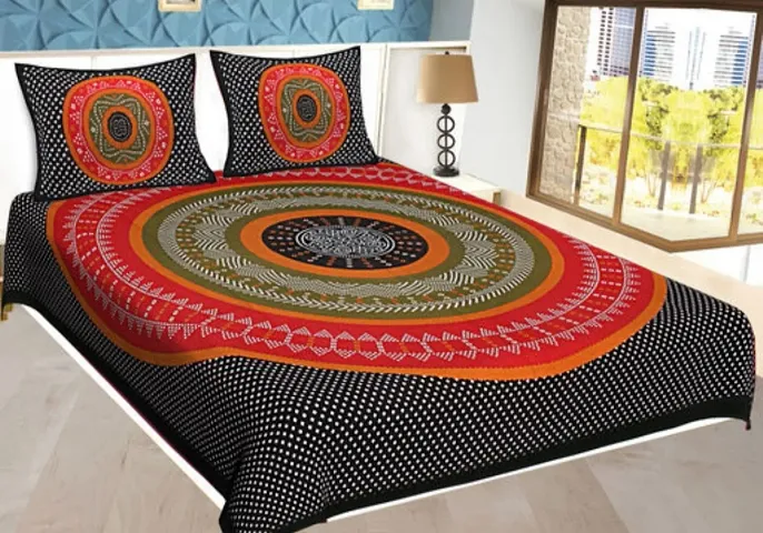 Jaipuri Cotton 90x100 Bedsheet With 2 Pillow Cover