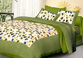 Beautiful Cotton Printed Bedsheet With Two Pillow Covers-thumb1