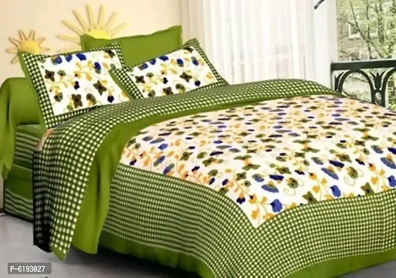 Beautiful Cotton Printed Bedsheet With Two Pillow Covers-thumb0