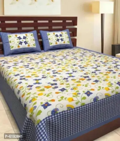 Beautiful Cotton Printed Bedsheet With Two Pillow Covers-thumb0