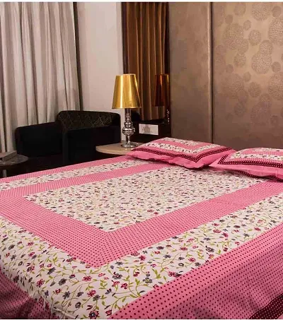 Modern Printed Cotton Double Bedsheet with 2 Pillow Cover