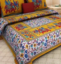 Cotton Printed Bedsheet With Two Pillow Covers-thumb1