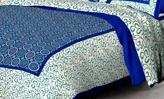 Cotton multicoloured Printed double Bedsheet With Two Pillow Covers-thumb2
