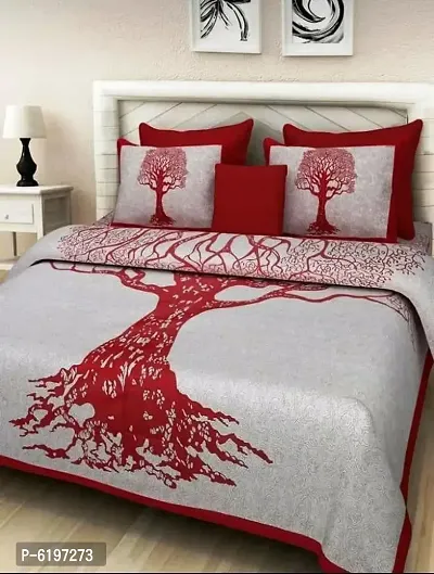 Cotton Printed Bedsheet With Two Pillow Covers-thumb0