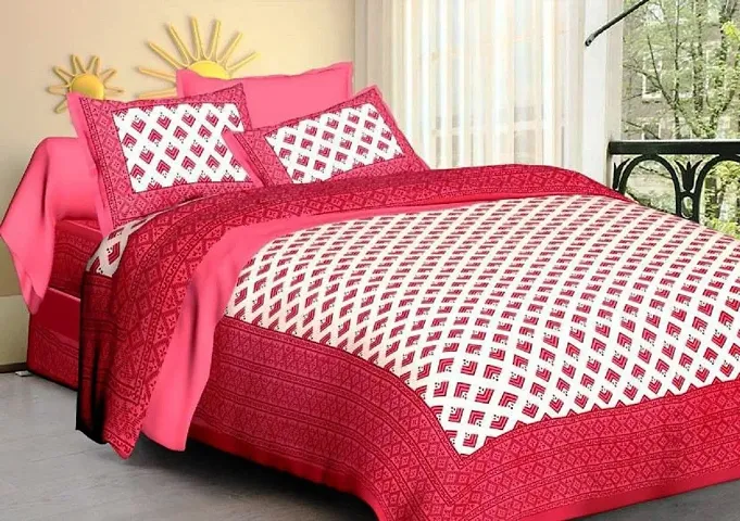 Beautiful Printed Cotton Queen Size Bedsheets with Pillow Cover