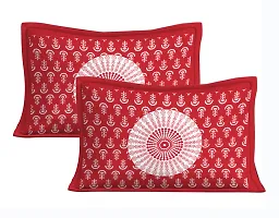 Stunning  Cotton Jaipuri Printed Double Size Bedsheet With 2 Pillow Covers-thumb2