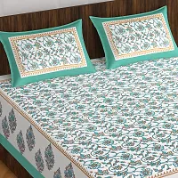 Stunning  Cotton Jaipuri Printed Double Size Bedsheet With 2 Pillow Covers-thumb1