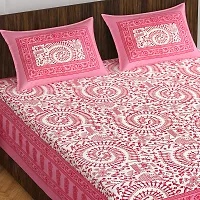 Stunning  Cotton Jaipuri Printed Double Size Bedsheet With 2 Pillow Covers-thumb1