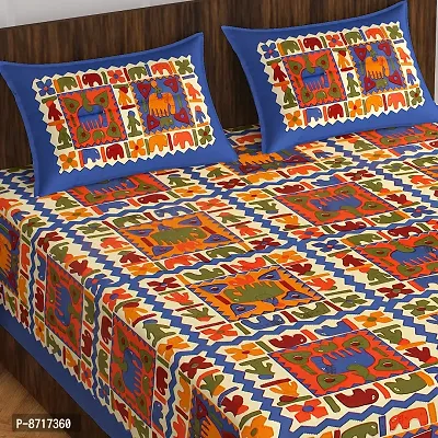 Stunning  Cotton Jaipuri Printed Double Size Bedsheet With 2 Pillow Covers-thumb2