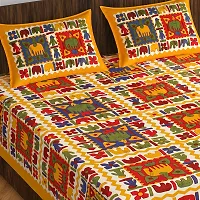 Stunning  Cotton Jaipuri Printed Double Size Bedsheet With 2 Pillow Covers-thumb1