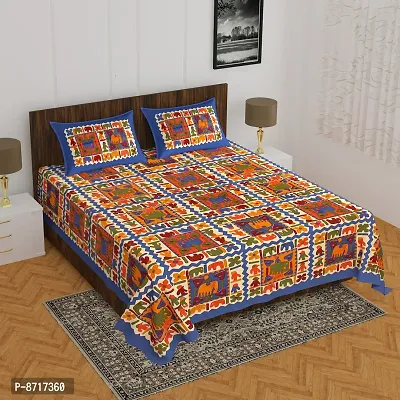 Stunning  Cotton Jaipuri Printed Double Size Bedsheet With 2 Pillow Covers-thumb0