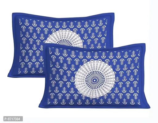 Stunning  Cotton Jaipuri Printed Double Size Bedsheet With 2 Pillow Covers-thumb3