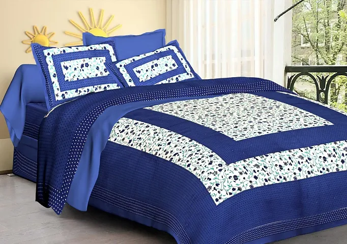 Cotton Bedsheet With 2 Pillow Cover- 90x100