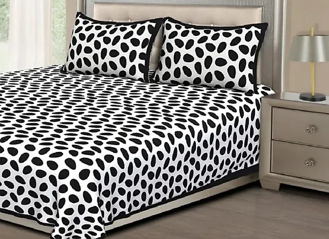 Modern Printed Cotton Double Bedsheet with 2 Pillow Cover