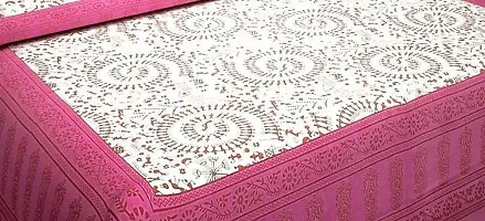 Stunning  Cotton Jaipuri Printed 1 Double Size Bedsheet With 2 Pillow Covers-thumb1