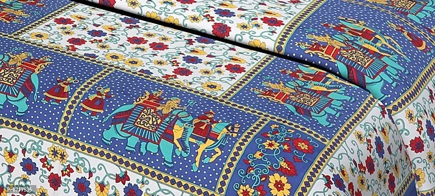 Stunning  Cotton Jaipuri Printed Double Size Bedsheet With 2 Pillow Covers-thumb2