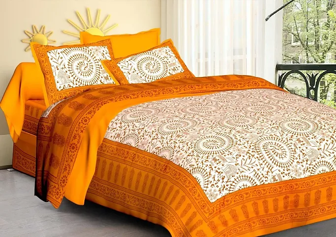 Cotton Printed Queen Bedsheet With 2 Pillow Covers