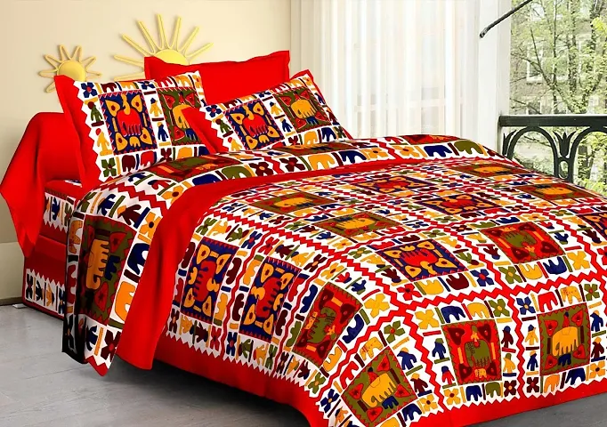 Queen Size Cotton Ethnic Print Bedsheets