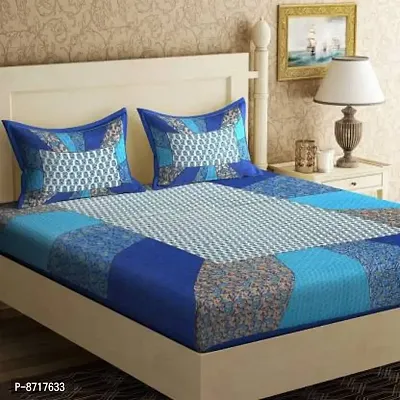 Stunning  Cotton Jaipuri Printed Double Size Bedsheet With 2 Pillow Covers-thumb0