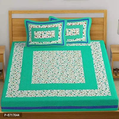 Stunning  Cotton Jaipuri Printed Double Size Bedsheet With 2 Pillow Covers-thumb2