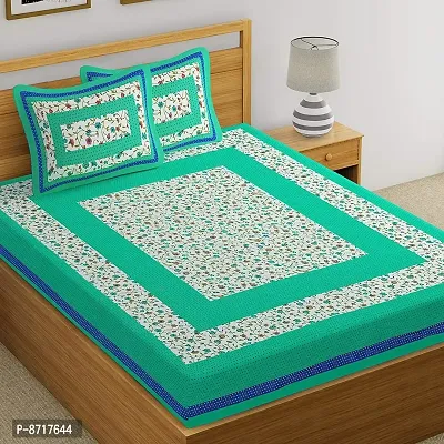 Stunning  Cotton Jaipuri Printed Double Size Bedsheet With 2 Pillow Covers