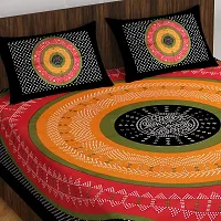 Stunning  Cotton Jaipuri Printed Double Size Bedsheet With 2 Pillow Covers-thumb1