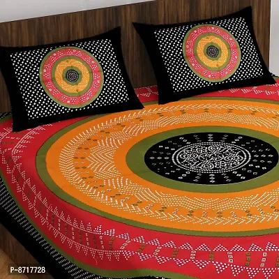 Stunning  Cotton Jaipuri Printed Double Size Bedsheet With 2 Pillow Covers-thumb2