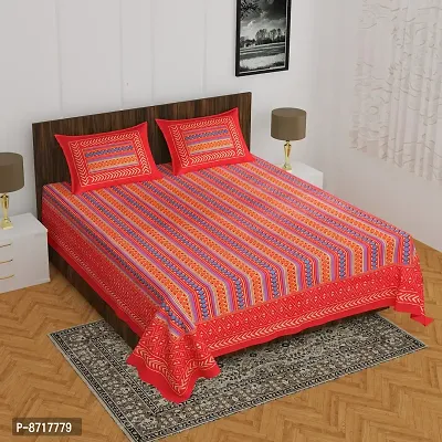 Stunning  Cotton Jaipuri Printed Double Size Bedsheet With 2 Pillow Covers-thumb0
