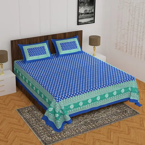 Cotton Double size Bedsheets with 2 Pillow cover