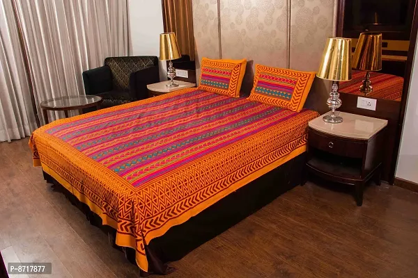 Stunning  Cotton Jaipuri Printed Double Size Bedsheet With 2 Pillow Covers