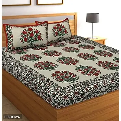 War Trade India Cotton Double Bedsheet Sanganeri Print with 2 Pillow Cover WTI_DNS.651