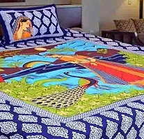 War Trade India Cotton Double Bedsheet Sanganeri Print with 2 Pillow Cover A-50-thumb1