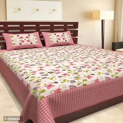 War Trade India Cotton Double Bedsheet Sanganeri Print with 2 Pillow Cover WTI_DNS.876