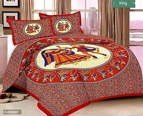 War Trade India Cotton Double Bedsheet Sanganeri Print with 2 Pillow Cover A-35