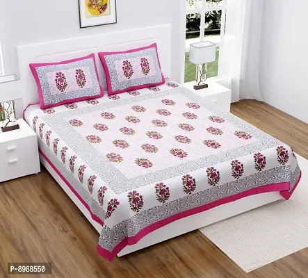 WAR Trade Cotton Double Bedsheet Sanganeri Print with 2 Pillow Cover _WTI_DNS._017-thumb0