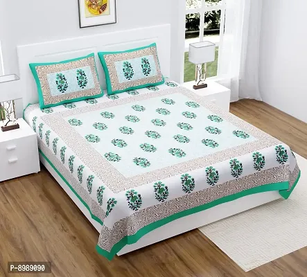 WAR Trade Cotton Double Bedsheet Sanganeri Print with 2 Pillow Cover _WTI_DNS._018-thumb0