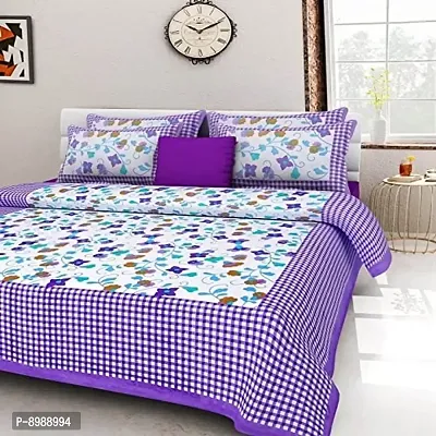 War Trade India Cotton Double Bedsheet Sanganeri Print with 2 Pillow Cover A-80-thumb0