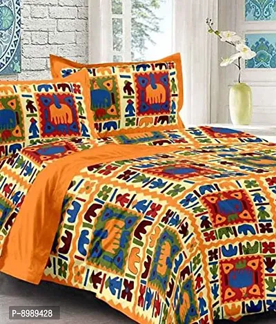 War Trade India Cotton Double Bedsheet Sanganeri Print with 2 Pillow Cover WTI_DNS.235