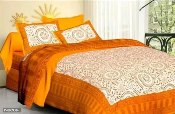 War Trade India Cotton Double Bedsheet Sanganeri Print with 2 Pillow Cover WTI_DNS.540