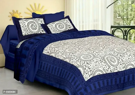 War Trade India Cotton Double Bedsheet Sanganeri Print with 2 Pillow Cover WTI_DNS.946