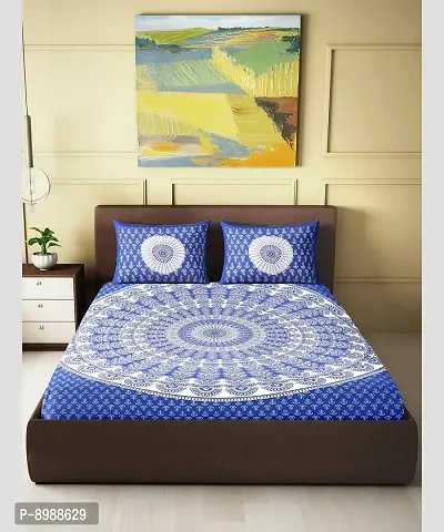 War Trade India Cotton Double Bedsheet Sanganeri Print with 2 Pillow Cover WTI_DNS.76