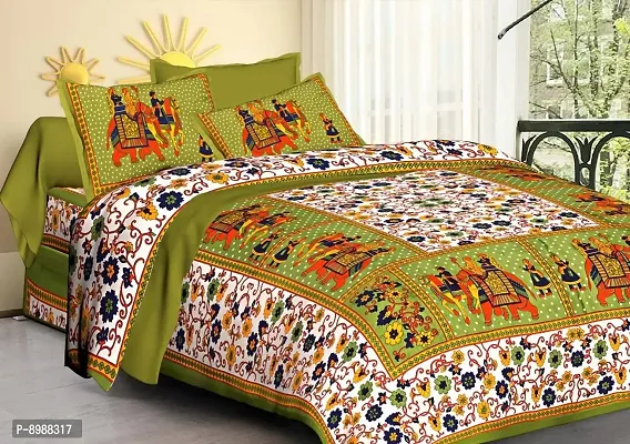 War Trade Floral 144 TC Cotton Double Bedsheet with 2 Pillow Covers W-200