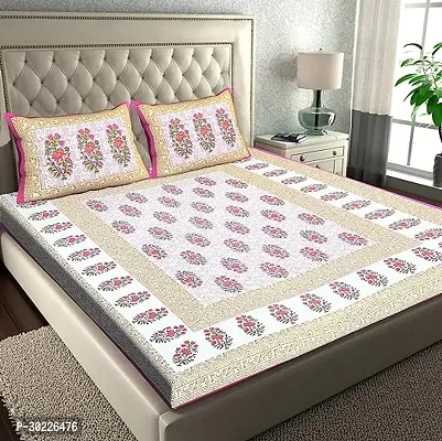 Comfortable Cotton Printed Double Bedsheet With 2 Pillow Covers