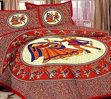 War Trade India Cotton Double Bedsheet Sanganeri Print with 2 Pillow Cover A-35-thumb1