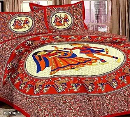 War Trade India Cotton Double Bedsheet Sanganeri Print with 2 Pillow Cover A-35-thumb2