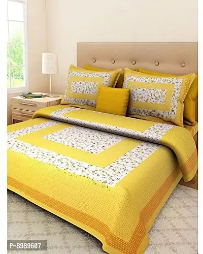 War Trade India Cotton Double Bedsheet Sanganeri Print with 2 Pillow Cover WTI_DNS.747