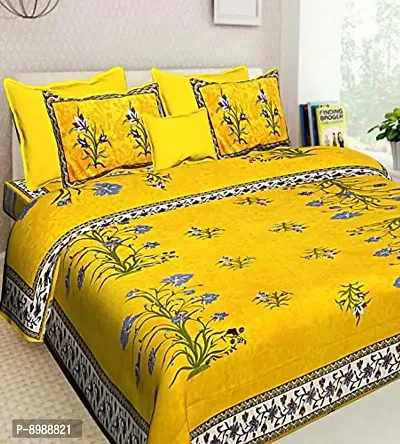 War Trade India Cotton Double Bedsheet Sanganeri Print with 2 Pillow Cover WTI_DNS.309