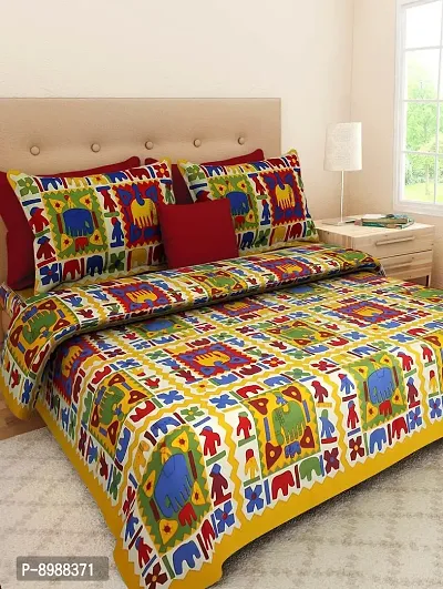 War Trade India Cotton Double Bedsheet Sanganeri Print with 2 Pillow Cover WTI_DNS.412-thumb0