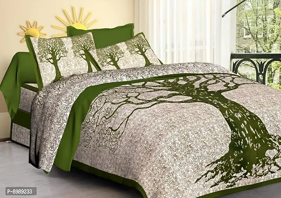 War Trade India Cotton Double Bedsheet Sanganeri Print with 2 Pillow Cover WTI_DNS.89