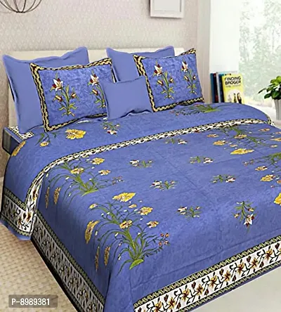 War Trade India Cotton Double Bedsheet Sanganeri Print with 2 Pillow Cover WTI_DNS.300-thumb0